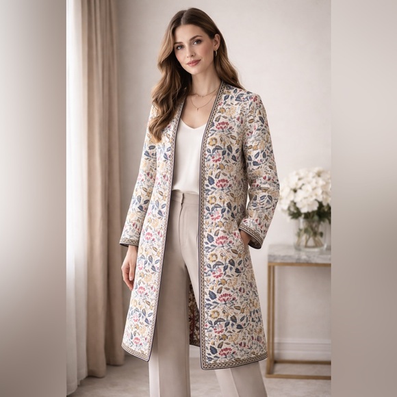 Tristan Sweaters - Tristan Floral Quilted Long Jacket
